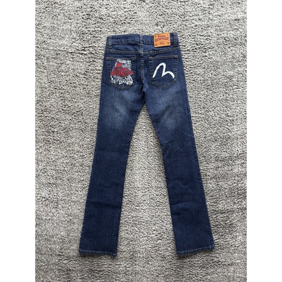Vintage Evisu Women's Jeans‎ With Logo Denim Pants Flare Bottoms Size 3/4 25 - Picture 1 of 13